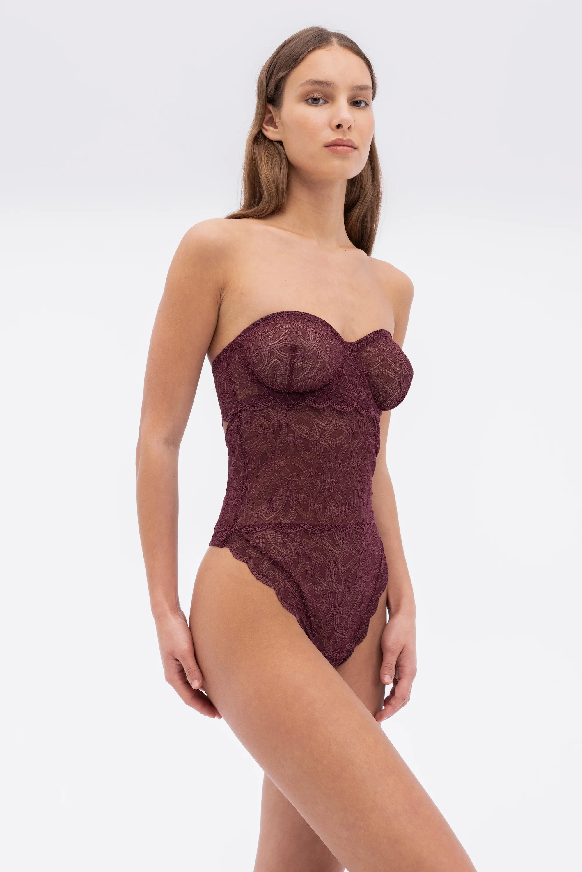 Dahlia Underwired Strapless Bodysuit | Cherry Lacquer - Image 2