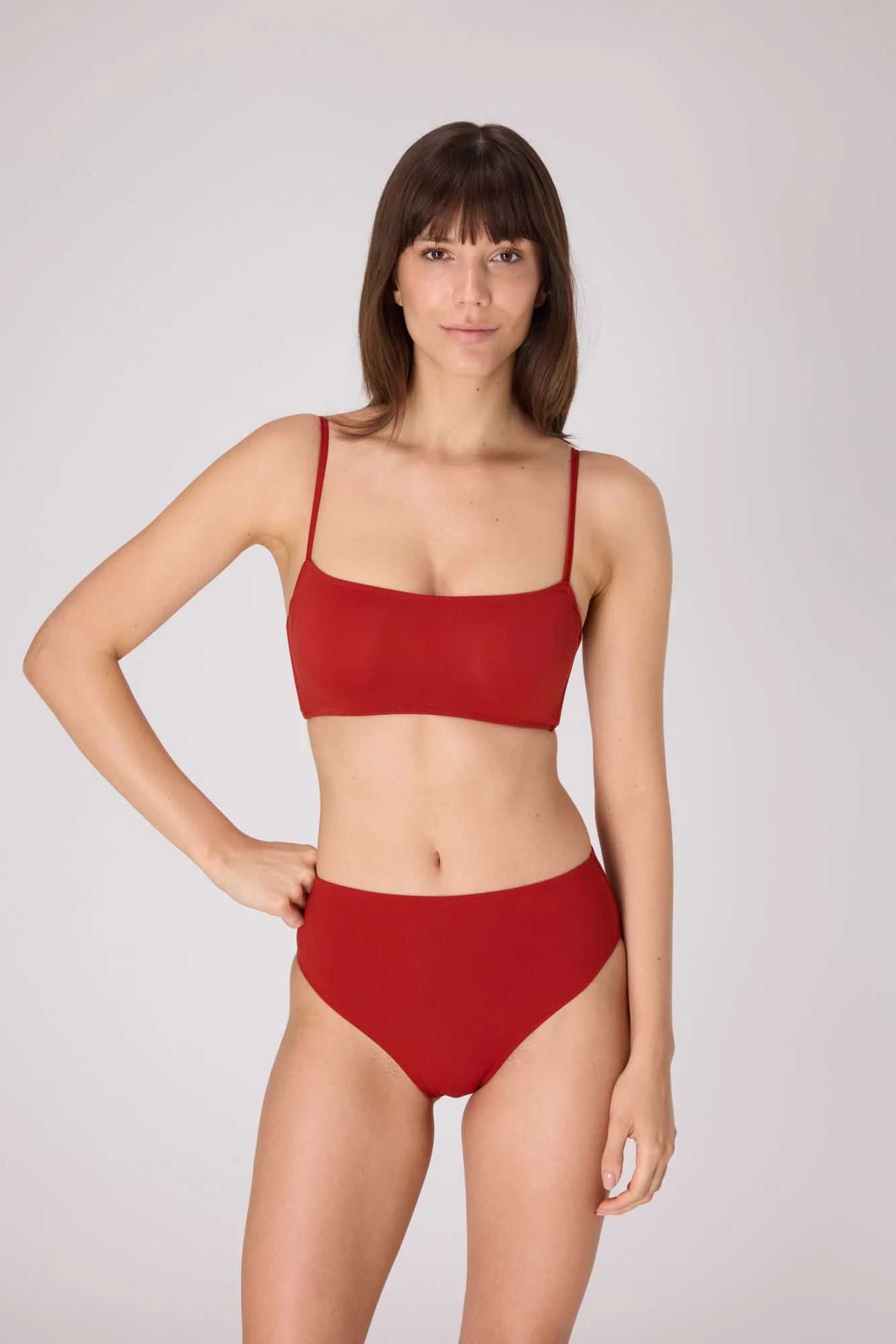 Essential High Waist Bikini Bottom | Crimson - Image 2