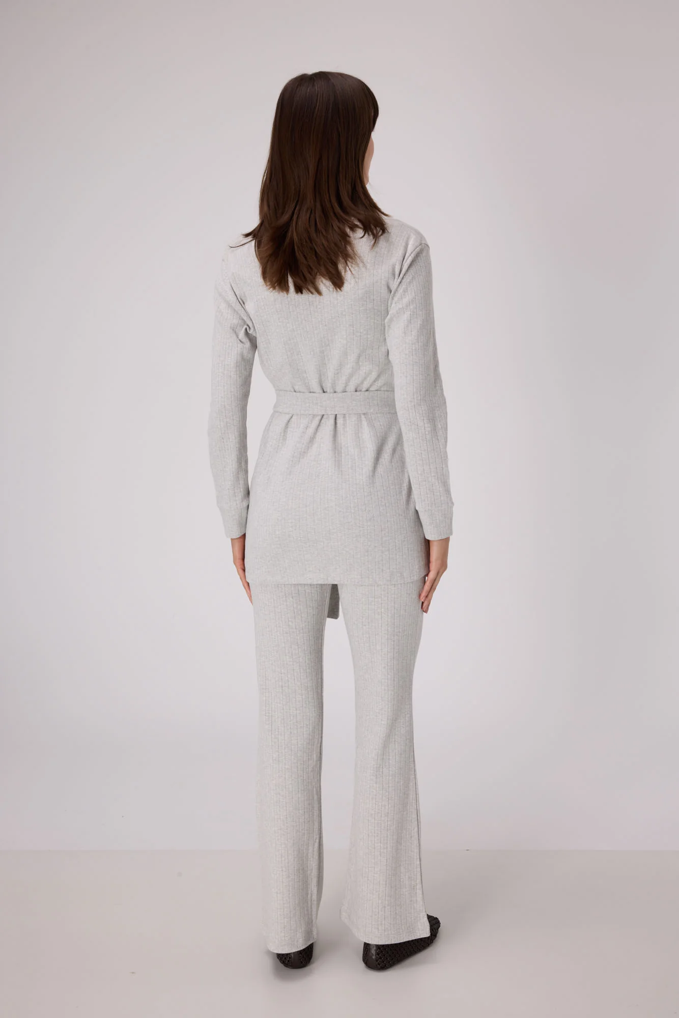 Pointelle Lounge Robe | Heather Grey - Image 4