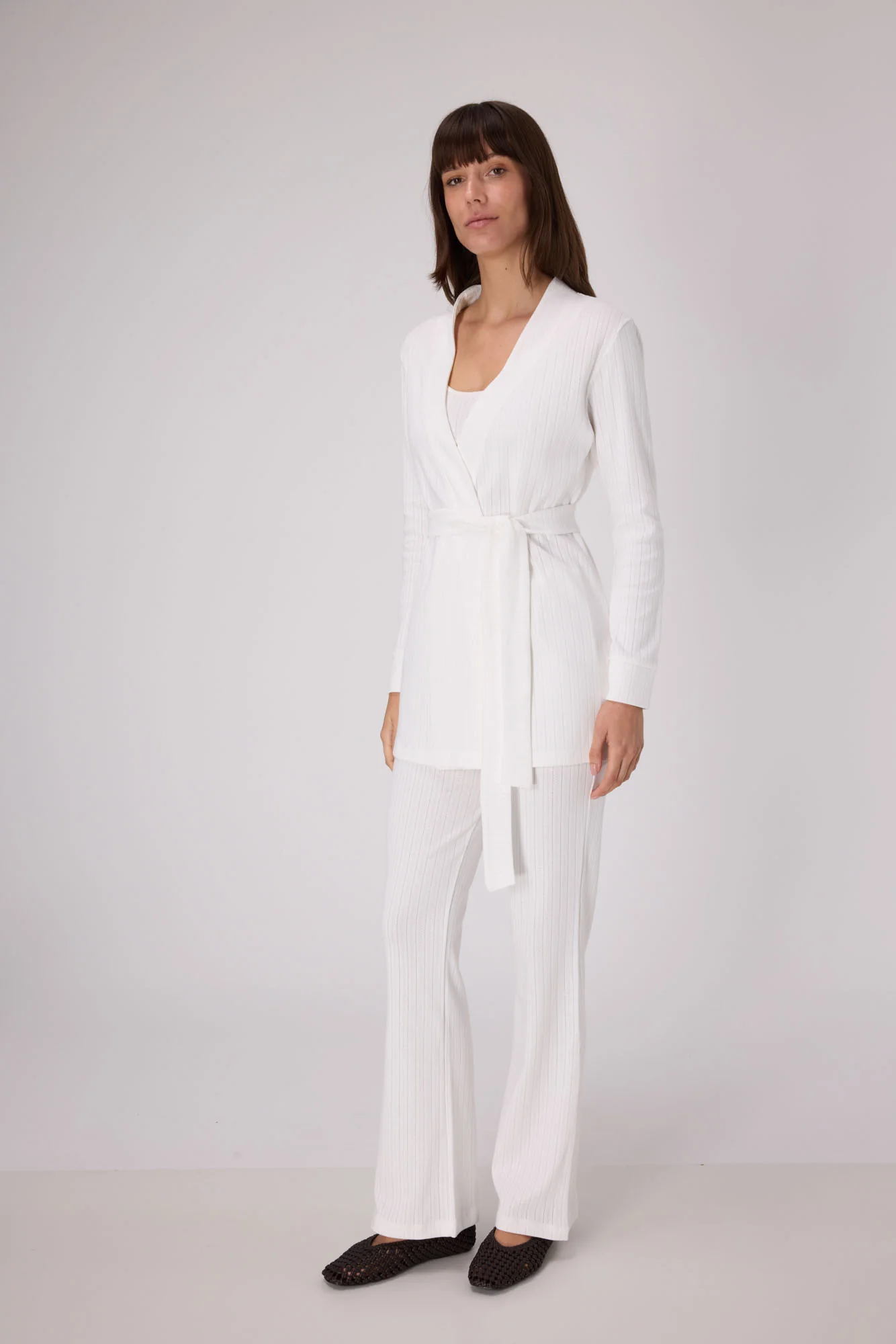 Pointelle Lounge Robe | OffWhite - Image 3