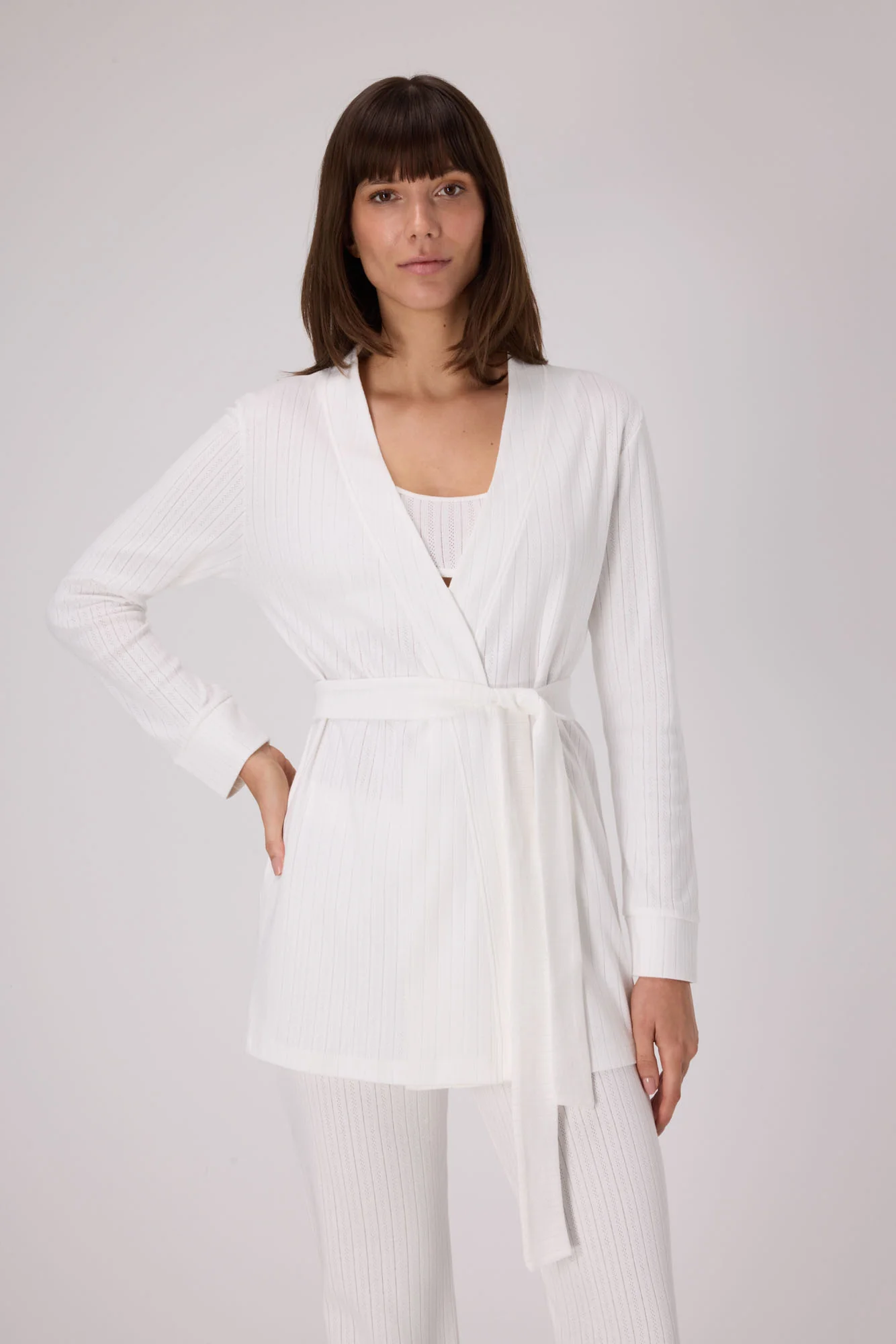 Pointelle Lounge Robe | OffWhite - Image 4