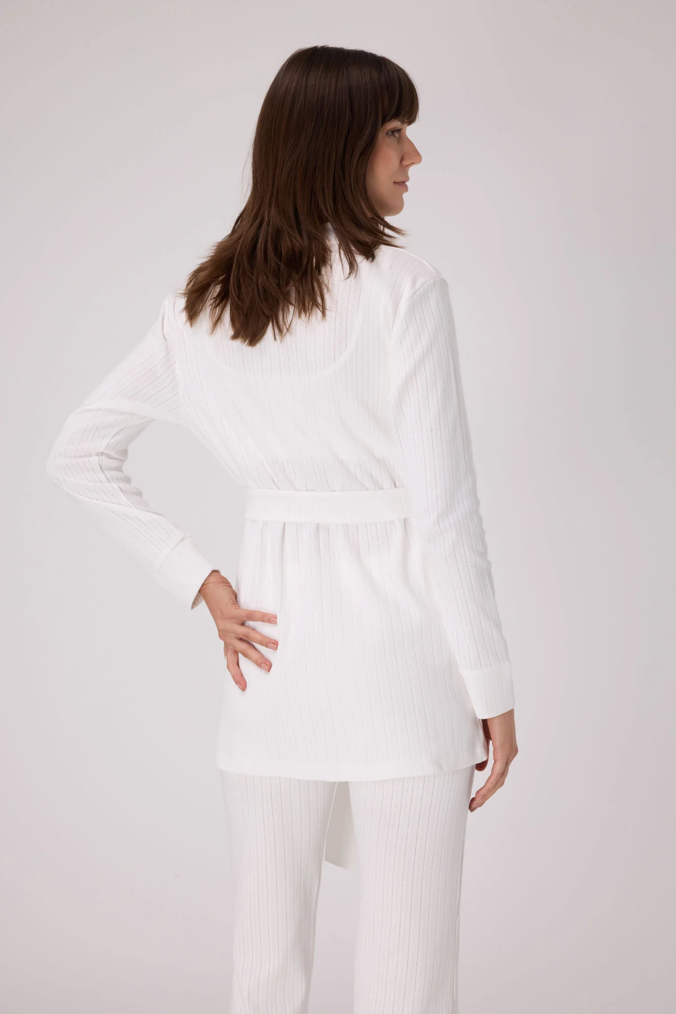 Pointelle Lounge Robe | OffWhite - Image 5