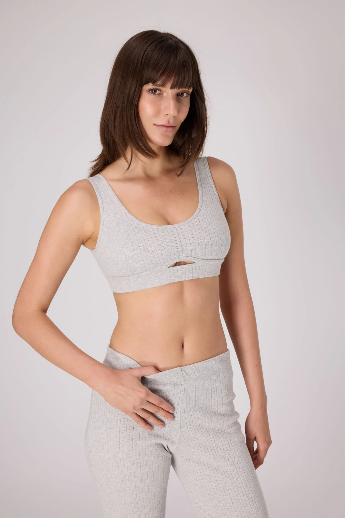 Pointelle Soft Bra Top | Heather Grey - Image 4