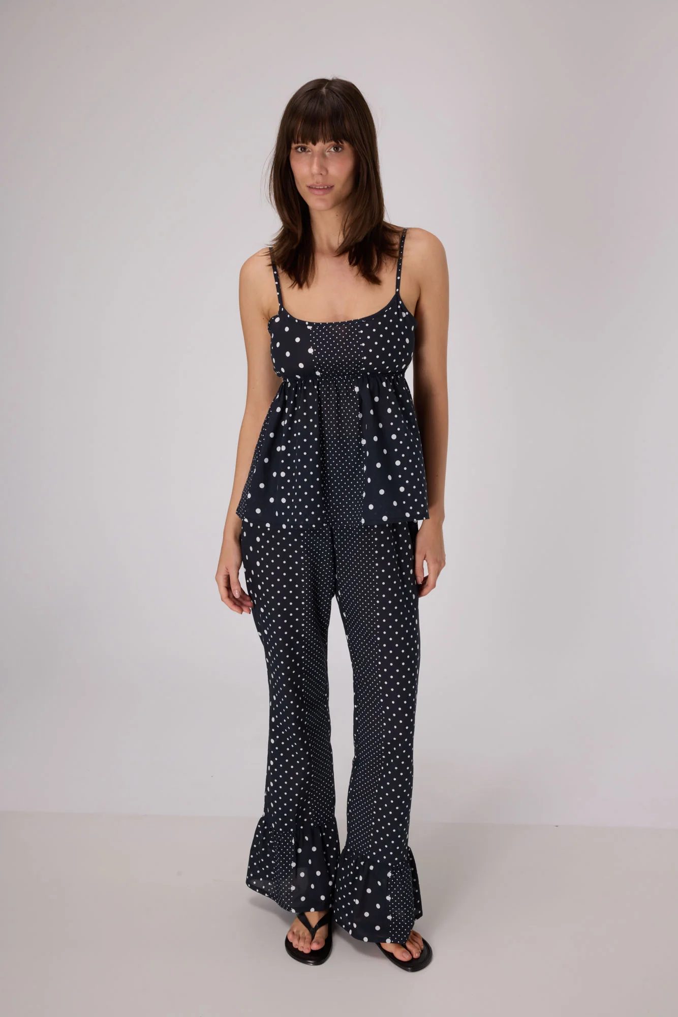 Polka Dot Cotton Cami Top  | Black - Image 2