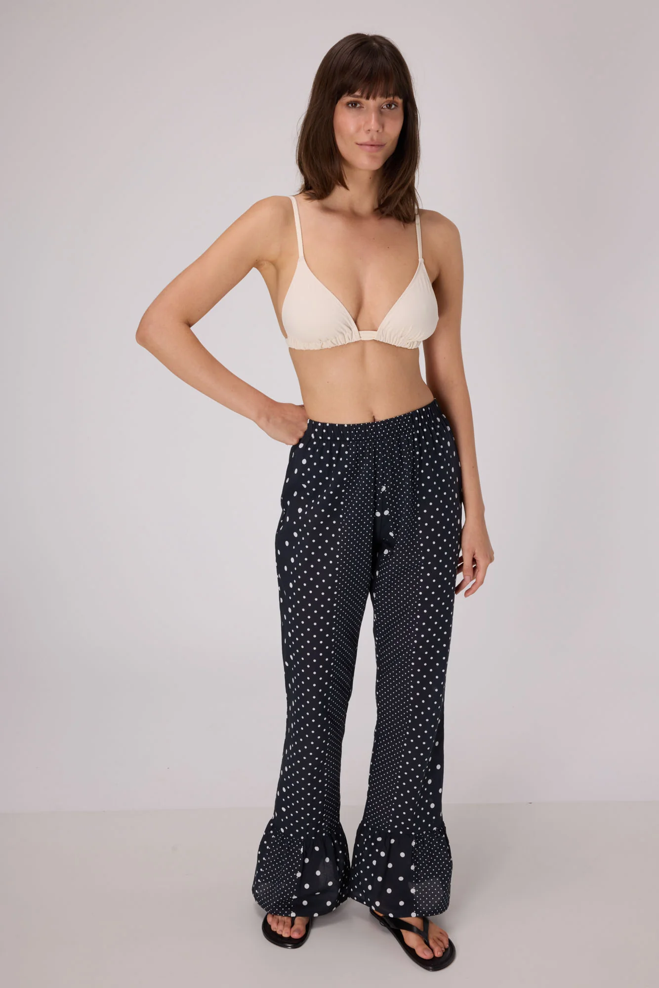Polka Dot Cotton Pants  | Black - Image 2
