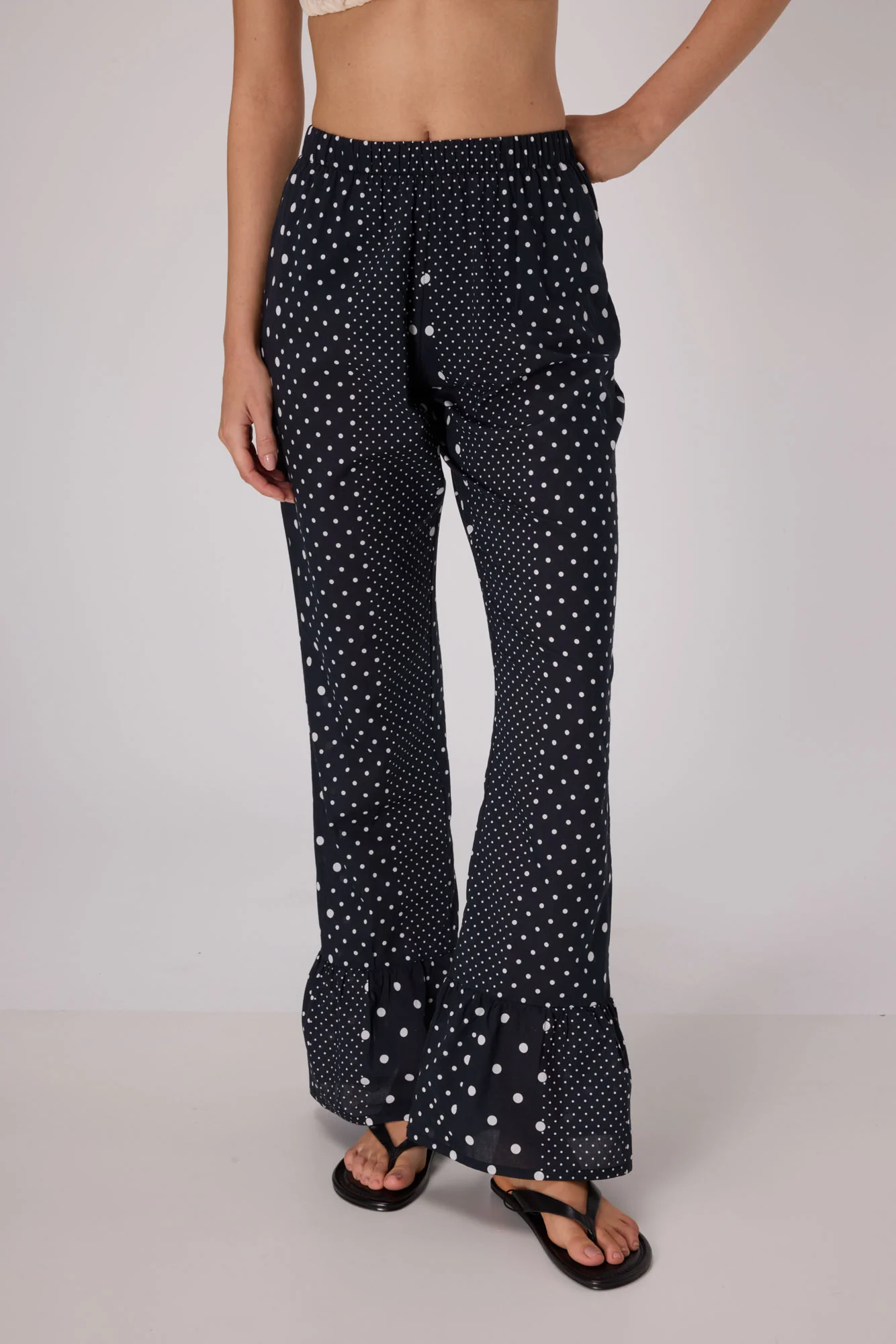 Polka Dot Cotton Pants  | Black - Image 3