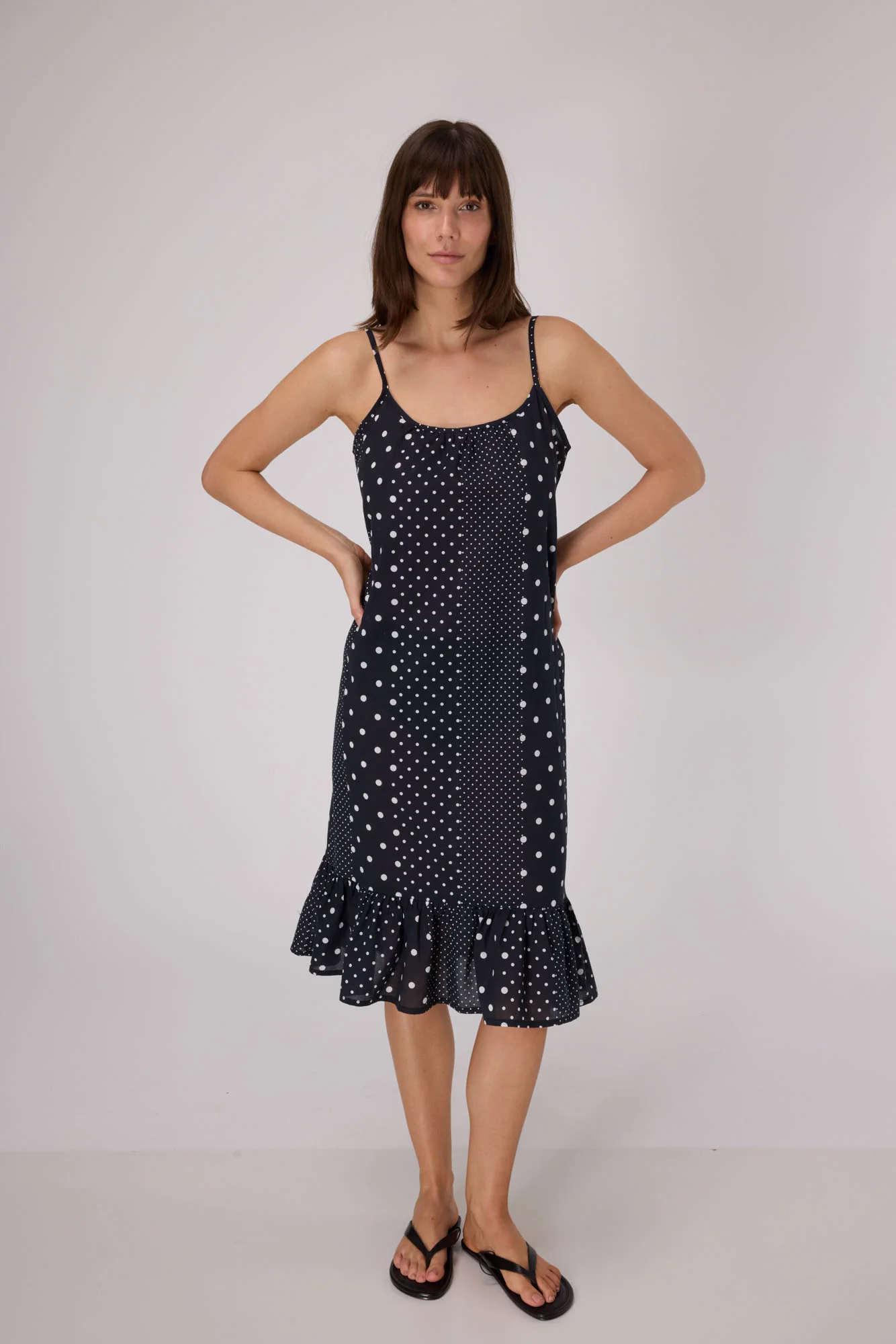 Polka Dot Slip Dress | Black - Image 2