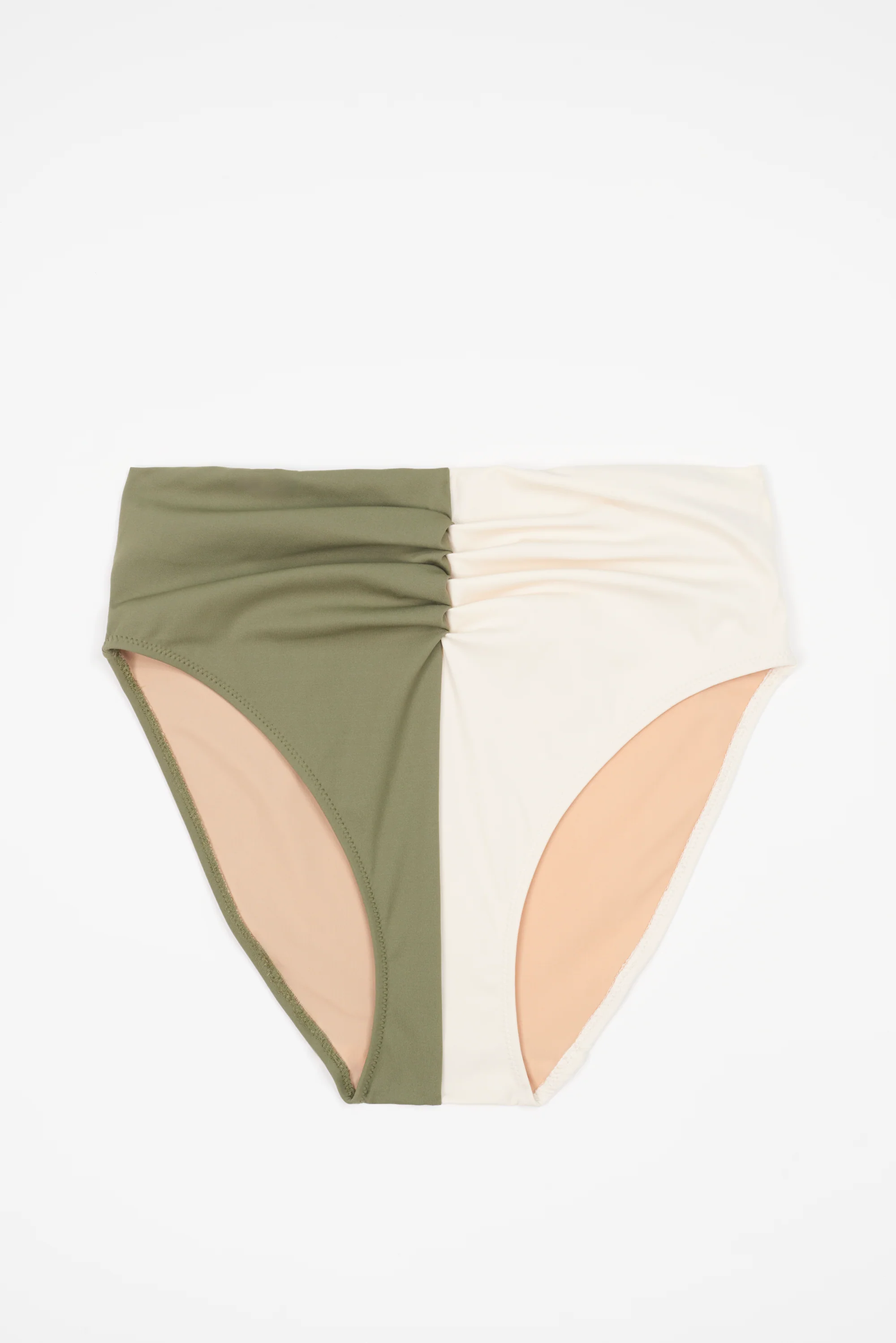 Paros High Waist Bikini Bottom | Olive/Cream